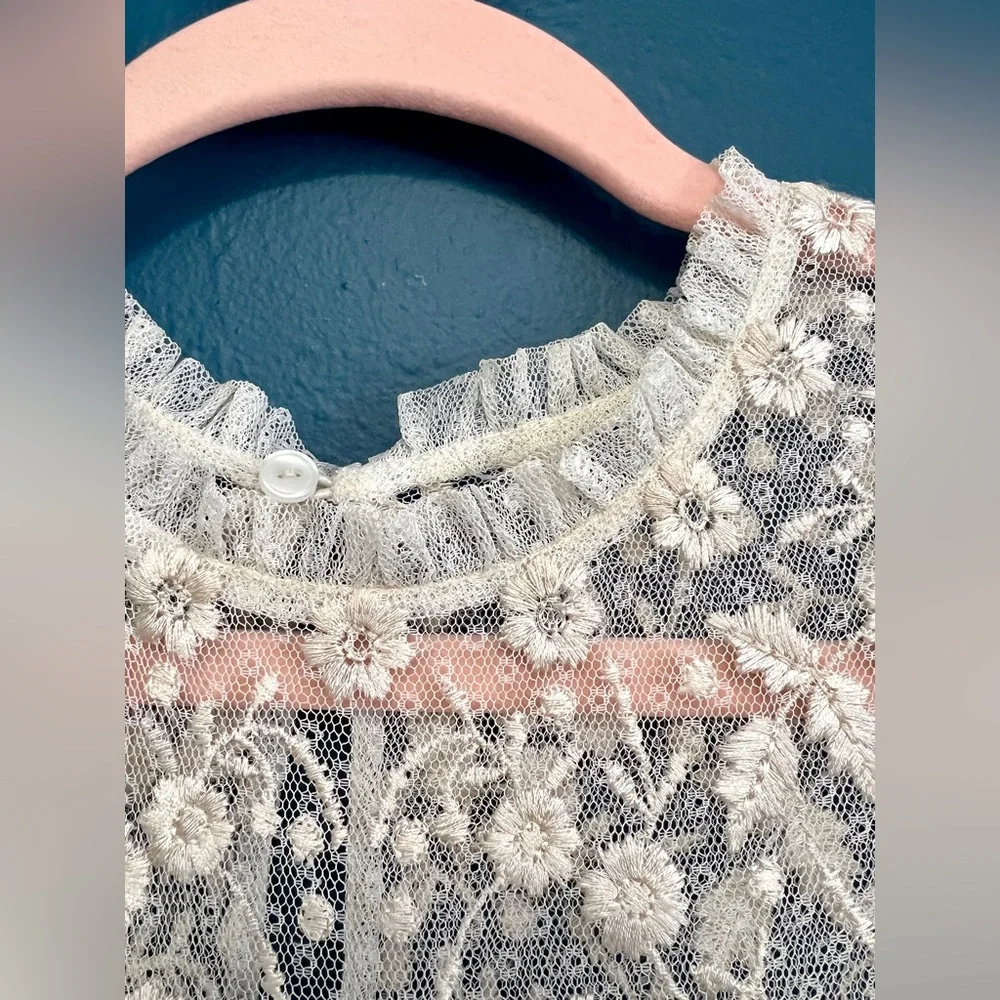 Needle & Thread Reflection Disty Cream Embroidered Floral Lace Dress - Size 6 - Picture 10 of 16